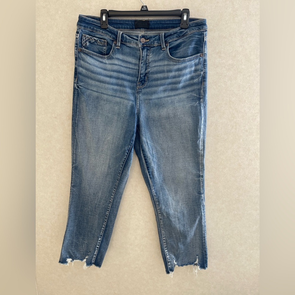 Buckle Black Fit 35 Men eans 34x28 Cropped Straight Distressed Raw Hem Stretch